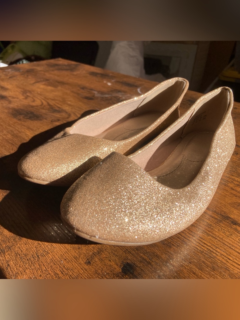 Women's Glitter Ballet Flats - Gold dream pairs 8.5